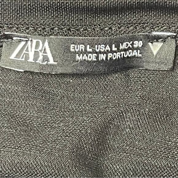 Zara short sleeve shirt black tee sparkly red metallic flowy loose fit size L - Picture 3 of 5